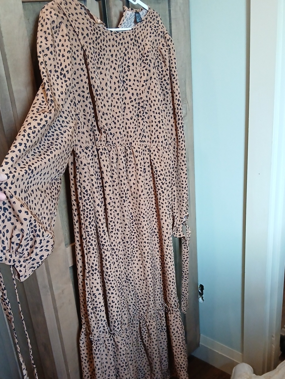 SHEIN NURSING Long Leopard Print Maxi Dress - Blush and Black